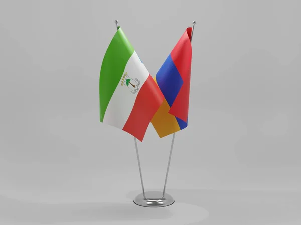 Armenia Equatorial Guinea Cooperation Flags White Background Render — Stock Photo, Image