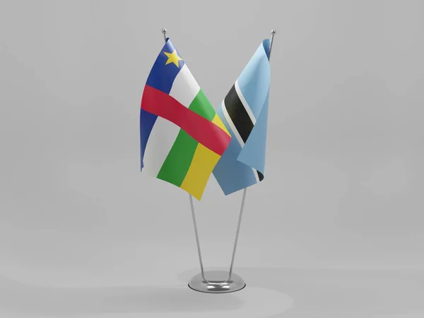 Botswana Banderas Cooperación República Centroafricana Fondo Blanco Render — Foto de Stock