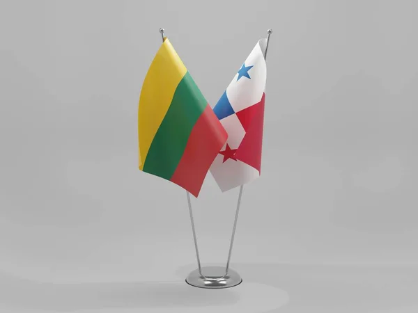 巴拿马 立陶宛合作旗 白色背景 3D渲染 — 图库照片