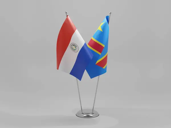 Kongo Demokratische Republik Paraguay Kooperationsfahnen Weißer Hintergrund Render — Stockfoto