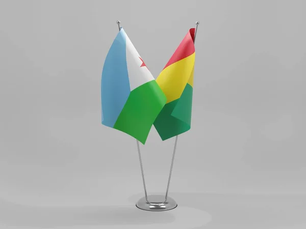 Guinea Djibouti Cooperation Flags White Background Render — 스톡 사진