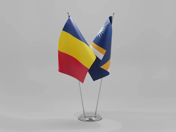 Marshall Eilanden Samenwerking Tsjaad Vlaggen Witte Achtergrond Render — Stockfoto