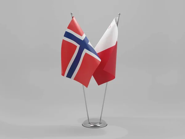 Malta Norveç Şbirliği Bayrakları Beyaz Arkaplan Render — Stok fotoğraf