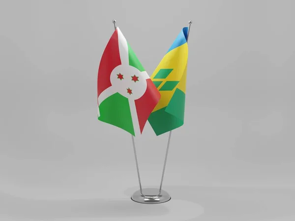 São Vicente Granadinas Bandeiras Cooperação Burundi Fundo Branco Render — Fotografia de Stock
