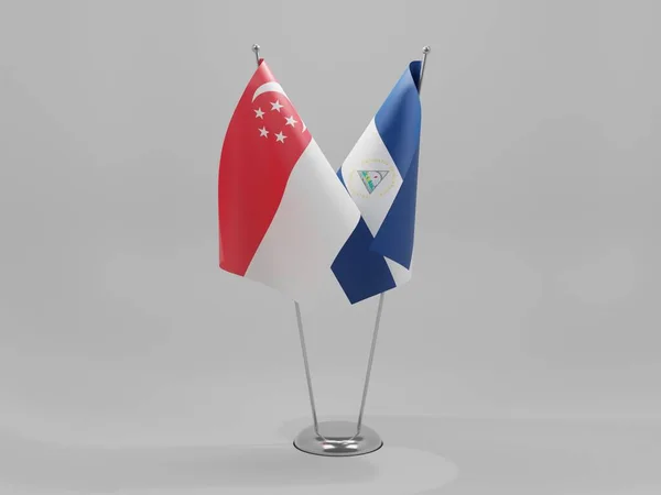 Nicaragua Singapore Cooperation Flags White Background Render — Stock Photo, Image