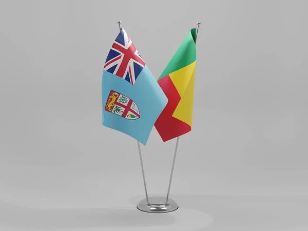 Benin Banderas Cooperación Fiyi Fondo Blanco Render —  Fotos de Stock