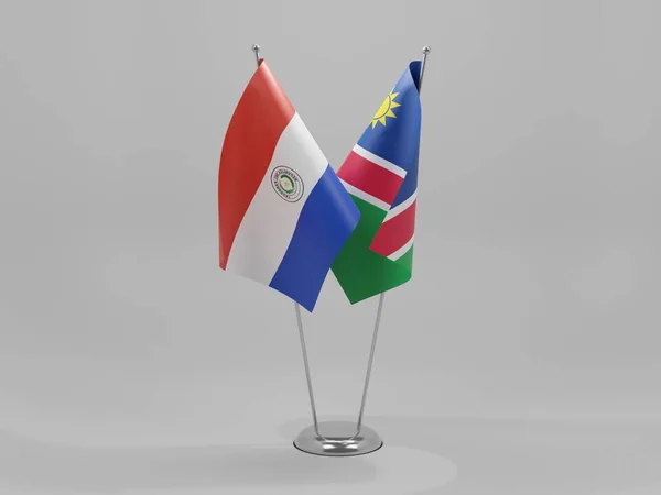 Namibia Paragwaj Flagi Współpracy Białe Tło Render — Zdjęcie stockowe