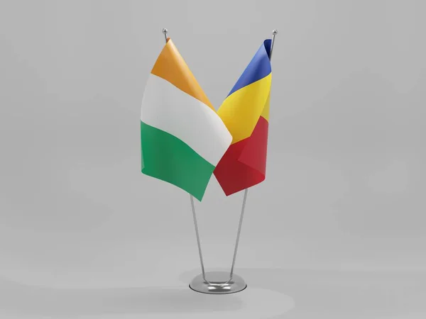 Rumänien Cote Ivoire Flaggen Weißer Hintergrund Render — Stockfoto