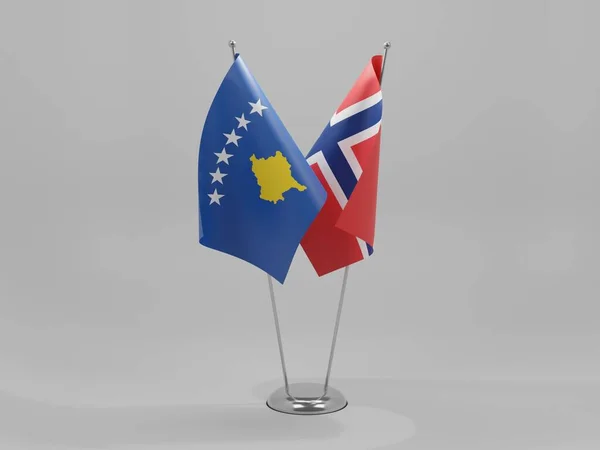 Norwegen Kosovo Kooperationsflaggen Weißer Hintergrund Render — Stockfoto