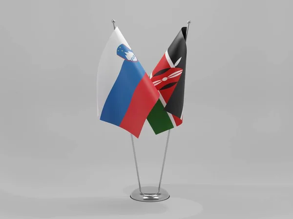 Kenya Slovenia Bandiere Cooperazione Sfondo Bianco Render — Foto Stock