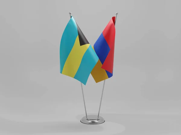 Armenia Bahamas Banderas Cooperación Fondo Blanco Render — Foto de Stock