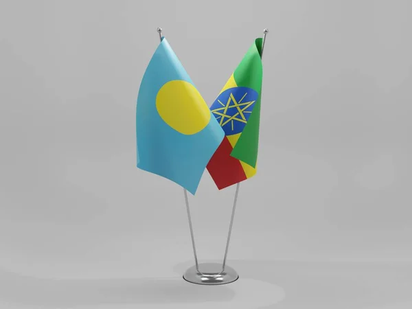 Ethiopia Palau Cooperation Flags White Background Render — 스톡 사진