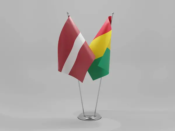 Гвинея Латвия Флаги Сотрудничества Белый Фон Рендер — стоковое фото