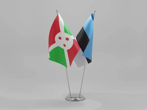 Estonia Burundi Banderas Cooperación Fondo Blanco Render — Foto de Stock