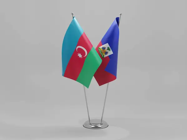Haiti Bandeiras Cooperação Azerbaijão Fundo Branco Render — Fotografia de Stock
