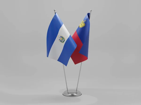 Liechtenstein Salvador Samenwerking Vlaggen Witte Achtergrond Render — Stockfoto