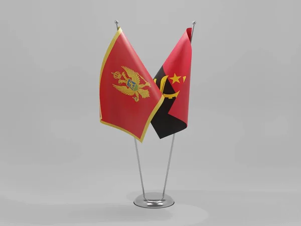 Angola Montenegro Banderas Cooperación Fondo Blanco Render — Foto de Stock
