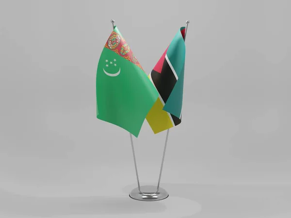 Mozambique Turkmenistán Banderas Cooperación Fondo Blanco Render —  Fotos de Stock