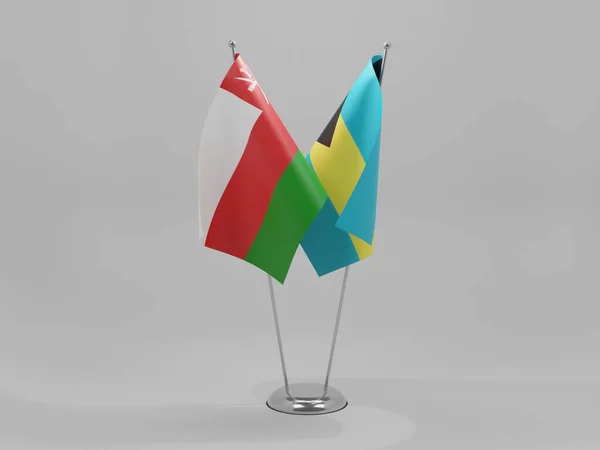 Bahamas Oman Cooperation Flags White Background Render — Stock Photo, Image