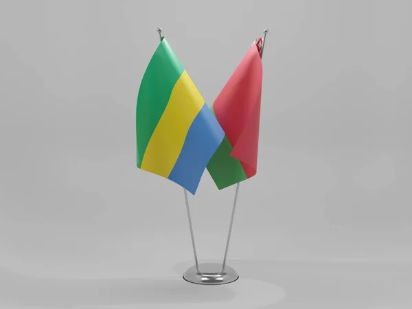 Biélorussie Drapeaux Coopération Gabon Fond Blanc Render — Photo