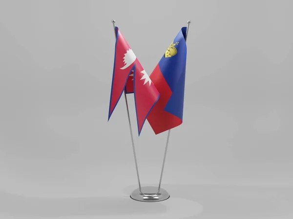 Liechtenstein Bandiere Cooperazione Nepal Sfondo Bianco Render — Foto Stock