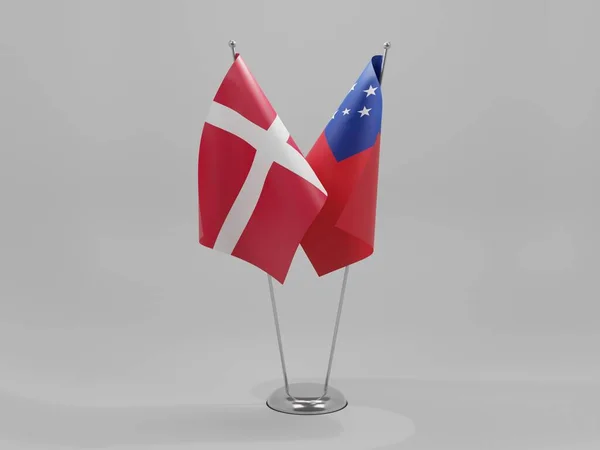 Samoa Banderas Cooperación Dinamarca Fondo Blanco Render —  Fotos de Stock