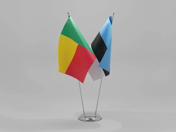 Estonia Banderas Cooperación Benín Fondo Blanco Render —  Fotos de Stock