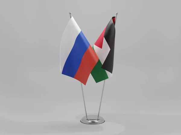 Jordania Banderas Cooperación Rusia Fondo Blanco Render —  Fotos de Stock