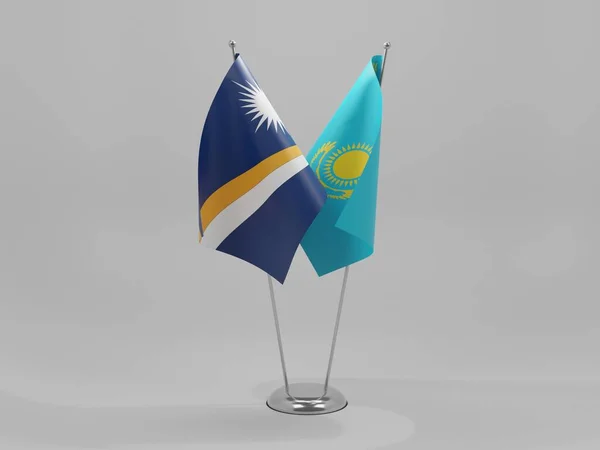 Kazakhstan Marshall Islands Cooperation Flags White Background Render — Stock Photo, Image