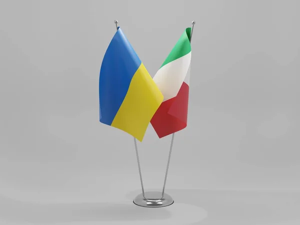 Italie Ukraine Drapeaux Coopération Fond Blanc Render — Photo