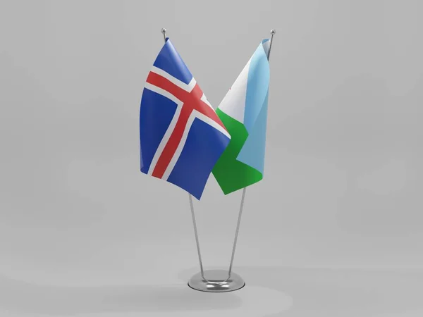 Djibouti Iceland Cooperation Flags White Background Render — Stock Photo, Image