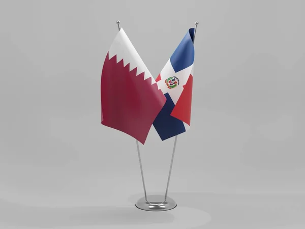 Δομινικανή Δημοκρατία Qatar Cooperation Flags White Background Render — Φωτογραφία Αρχείου