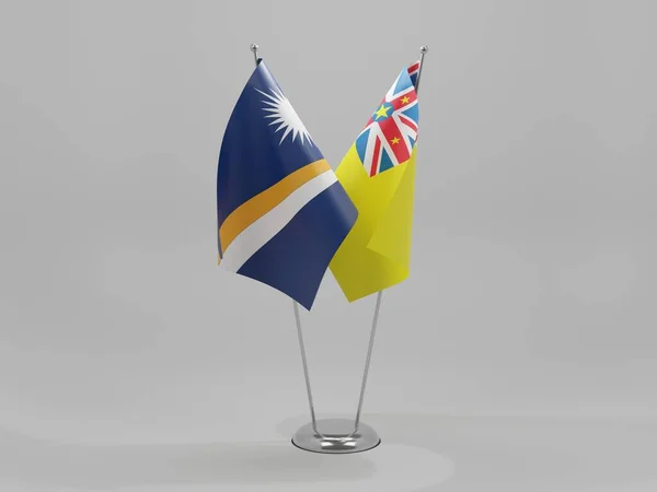 Niue Marshall Islands Cooperation Flags White Background Render — стокове фото