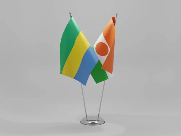 Nijer Gabon Şbirliği Bayrakları Beyaz Arkaplan Render — Stok fotoğraf