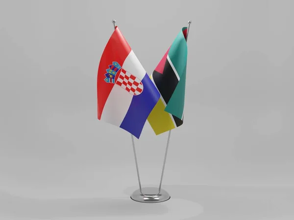 Mozambique Croatia Cooperation Flags White Background Render — Stock Photo, Image