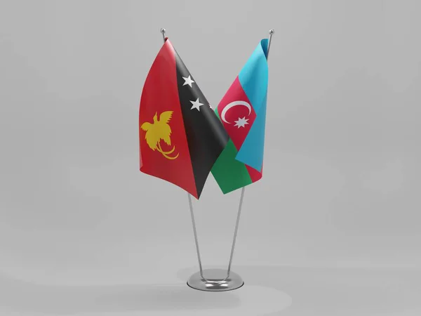 Azerbaycan Papua Yeni Gine Şbirliği Bayrakları Beyaz Arkaplan Render — Stok fotoğraf