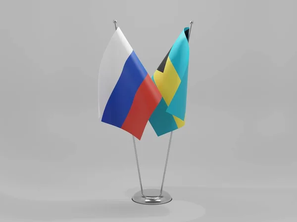 Bahamas Russia Cooperation Flags White Background Render — стокове фото