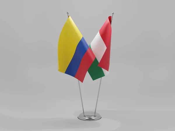 Hongrie Drapeaux Coopération Colombie Fond Blanc Render — Photo