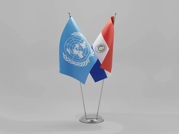 Paraguai Bandeiras Cooperação Das Nações Unidas Fundo Branco Render — Fotografia de Stock