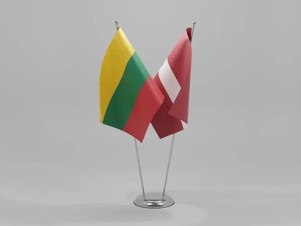 Lettland Litauens Samarbetsflaggor Vit Bakgrund Render — Stockfoto
