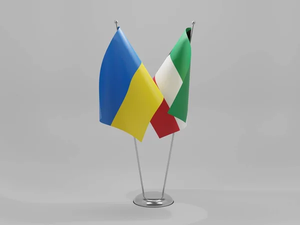Kuwejt Ukraina Flagi Współpracy Białe Tło Render — Zdjęcie stockowe