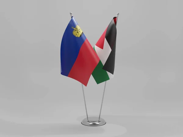Jordanien Liechtenstein Kooperationsflaggen Weißer Hintergrund Render — Stockfoto