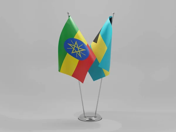 Bahamas Bandeiras Cooperação Etiópia Fundo Branco Render — Fotografia de Stock