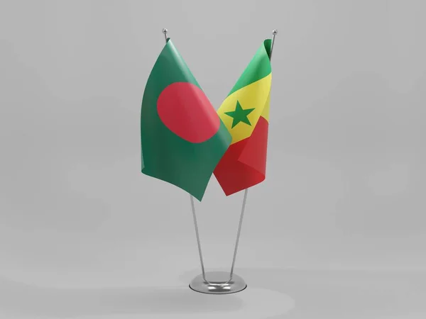 Senegal Bangladesh Flaggor För Samarbete Vit Bakgrund Render — Stockfoto