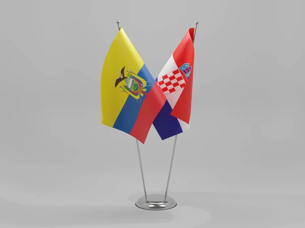 Croácia Bandeiras Cooperação Equador Fundo Branco Render — Fotografia de Stock