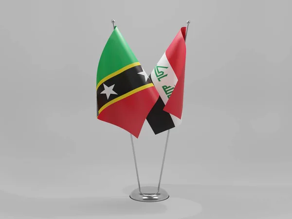 Iraq Bandiere Cooperazione Saint Kitts Nevis Sfondo Bianco Render — Foto Stock