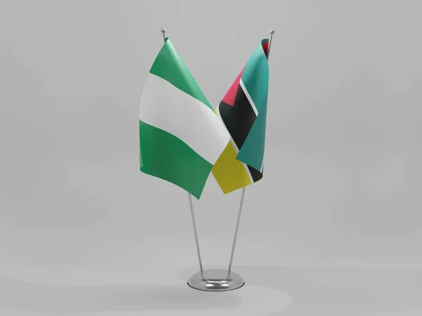 Μοζαμβίκη Νιγηρία Σημαίες Συνεργασίας Λευκό Φόντο Render — Φωτογραφία Αρχείου