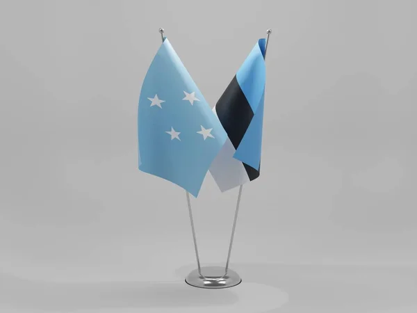Estland Micronesië Samenwerking Vlaggen Witte Achtergrond Render — Stockfoto