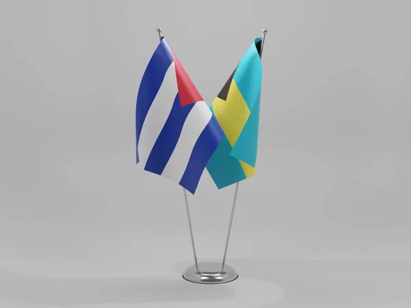 Bahamas Bandiere Cooperazione Cuba Sfondo Bianco Render — Foto Stock