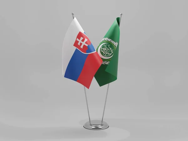 Arab League Slovakia Cooperation Flags White Background Render — Stock Photo, Image